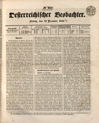 Der Oesterreichische Beobachter Freitag 20. Dezember 1844