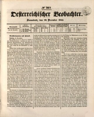 Der Oesterreichische Beobachter Samstag 28. Dezember 1844