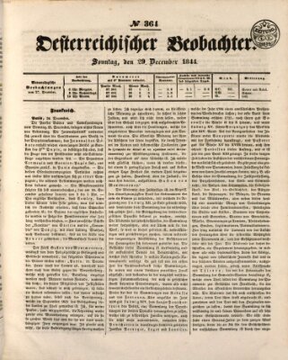 Der Oesterreichische Beobachter Sonntag 29. Dezember 1844