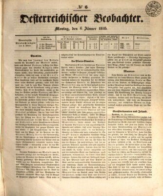 Der Oesterreichische Beobachter Montag 6. Januar 1845