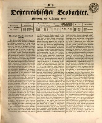 Der Oesterreichische Beobachter Mittwoch 8. Januar 1845