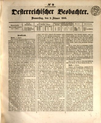 Der Oesterreichische Beobachter Donnerstag 9. Januar 1845