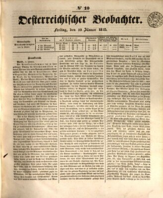 Der Oesterreichische Beobachter Freitag 10. Januar 1845