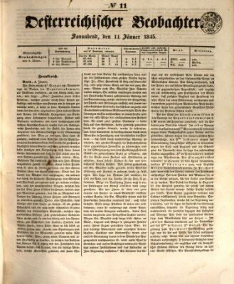 Der Oesterreichische Beobachter Samstag 11. Januar 1845