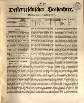 Der Oesterreichische Beobachter Dienstag 14. Januar 1845