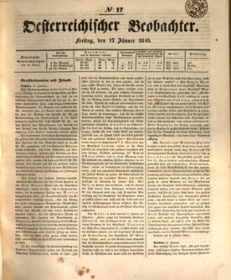 Der Oesterreichische Beobachter Freitag 17. Januar 1845