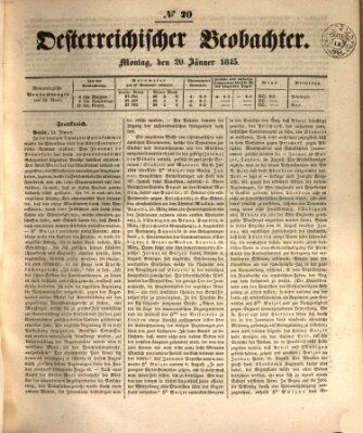 Der Oesterreichische Beobachter Montag 20. Januar 1845