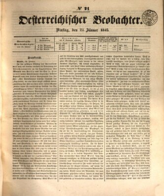 Der Oesterreichische Beobachter Dienstag 21. Januar 1845