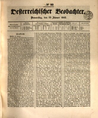 Der Oesterreichische Beobachter Donnerstag 23. Januar 1845