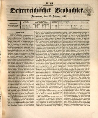 Der Oesterreichische Beobachter Samstag 25. Januar 1845