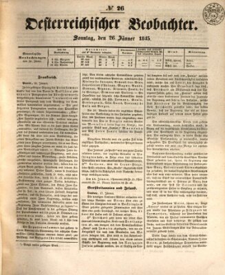 Der Oesterreichische Beobachter Sonntag 26. Januar 1845