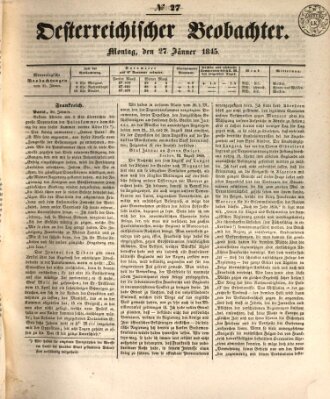 Der Oesterreichische Beobachter Montag 27. Januar 1845