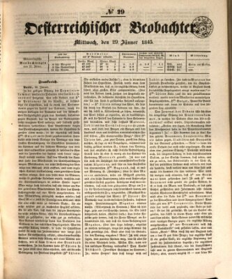 Der Oesterreichische Beobachter Mittwoch 29. Januar 1845