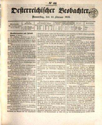 Der Oesterreichische Beobachter Donnerstag 13. Februar 1845