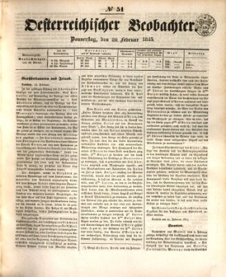 Der Oesterreichische Beobachter Donnerstag 20. Februar 1845