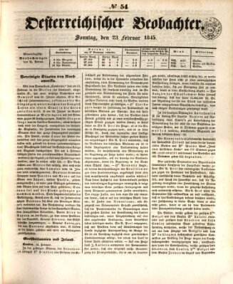 Der Oesterreichische Beobachter Sonntag 23. Februar 1845