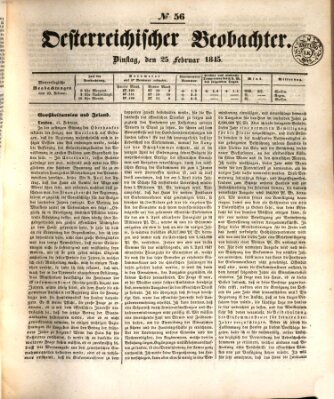 Der Oesterreichische Beobachter Dienstag 25. Februar 1845