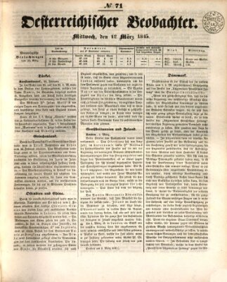 Der Oesterreichische Beobachter Mittwoch 12. März 1845