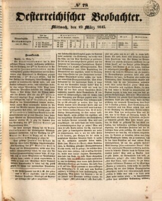 Der Oesterreichische Beobachter Mittwoch 19. März 1845