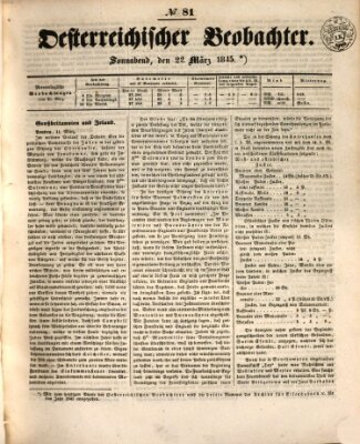 Der Oesterreichische Beobachter Samstag 22. März 1845