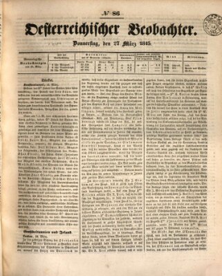 Der Oesterreichische Beobachter Donnerstag 27. März 1845