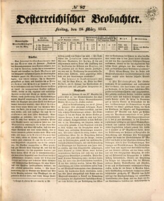 Der Oesterreichische Beobachter Freitag 28. März 1845