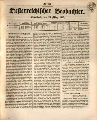 Der Oesterreichische Beobachter Samstag 29. März 1845