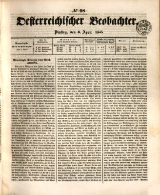 Der Oesterreichische Beobachter Dienstag 8. April 1845