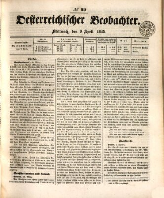 Der Oesterreichische Beobachter Mittwoch 9. April 1845