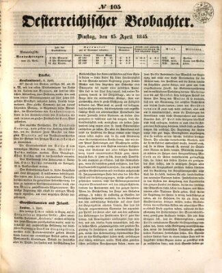 Der Oesterreichische Beobachter Dienstag 15. April 1845