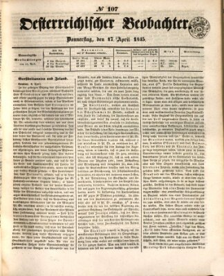 Der Oesterreichische Beobachter Donnerstag 17. April 1845