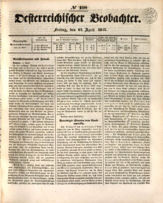 Der Oesterreichische Beobachter Freitag 18. April 1845