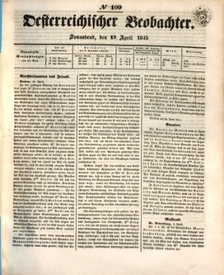 Der Oesterreichische Beobachter Samstag 19. April 1845