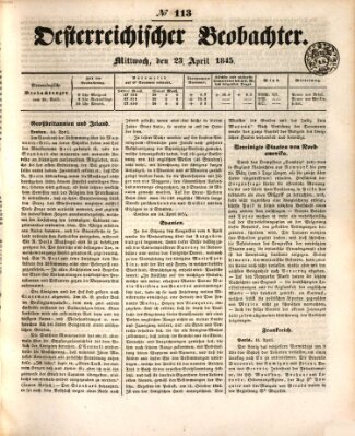 Der Oesterreichische Beobachter Mittwoch 23. April 1845