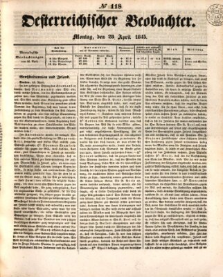 Der Oesterreichische Beobachter Montag 28. April 1845