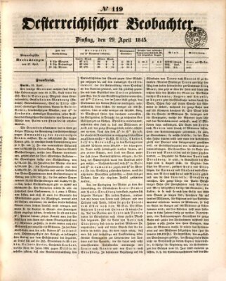 Der Oesterreichische Beobachter Dienstag 29. April 1845