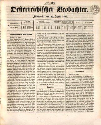 Der Oesterreichische Beobachter Mittwoch 30. April 1845