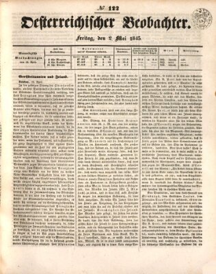 Der Oesterreichische Beobachter Freitag 2. Mai 1845