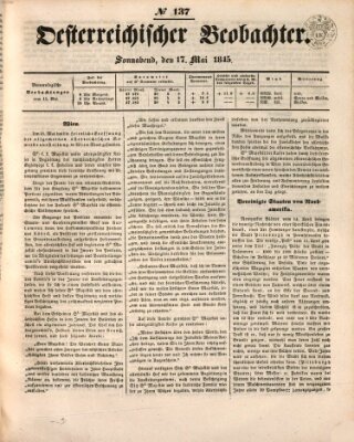 Der Oesterreichische Beobachter Samstag 17. Mai 1845