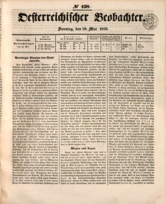 Der Oesterreichische Beobachter Sonntag 18. Mai 1845