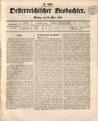 Der Oesterreichische Beobachter Dienstag 20. Mai 1845