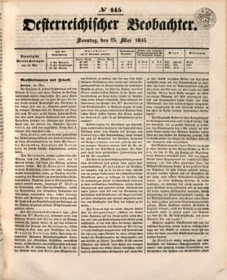 Der Oesterreichische Beobachter Sonntag 25. Mai 1845