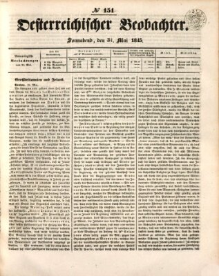 Der Oesterreichische Beobachter Samstag 31. Mai 1845