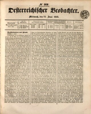 Der Oesterreichische Beobachter Mittwoch 11. Juni 1845