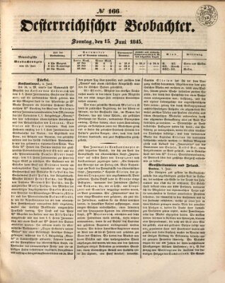 Der Oesterreichische Beobachter Sonntag 15. Juni 1845