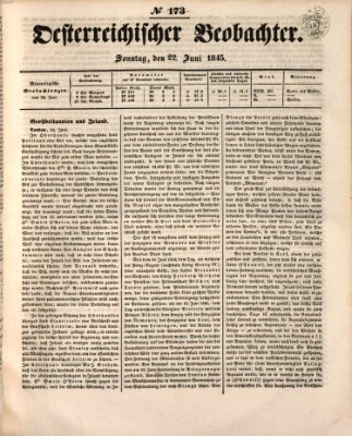 Der Oesterreichische Beobachter Sonntag 22. Juni 1845