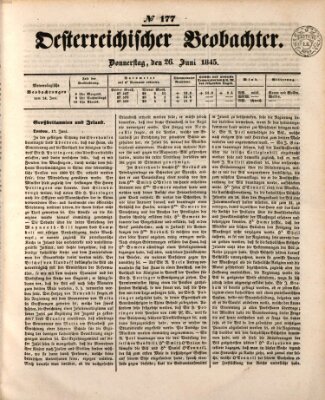 Der Oesterreichische Beobachter Donnerstag 26. Juni 1845