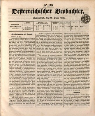 Der Oesterreichische Beobachter Samstag 28. Juni 1845