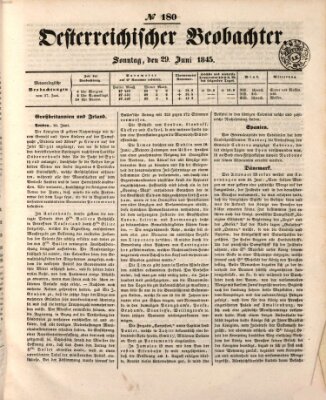 Der Oesterreichische Beobachter Sonntag 29. Juni 1845