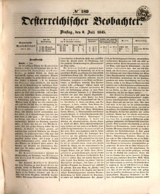 Der Oesterreichische Beobachter Dienstag 8. Juli 1845